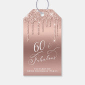 バラ金ゴールドグリッター60th誕生日パーティー ギフトタグ (裏面)