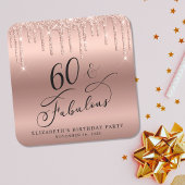 バラ金ゴールドグリッター60th誕生日パーティー スクエアペーパーコースター