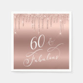 バラ金ゴールドグリッター60th誕生日パーティー スタンダードカクテルナプキン (正面)