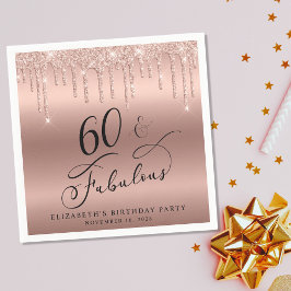 バラ金ゴールドグリッター60th誕生日パーティー スタンダードカクテルナプキン