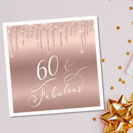 バラ金ゴールドグリッター60th誕生日パーティー スタンダードカクテルナプキン