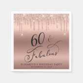 バラ金ゴールドグリッター60th誕生日パーティー スタンダードカクテルナプキン (正面)