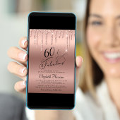 バラ金ゴールドグリッター60th誕生日パーティー 招待状