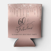 バラ金ゴールドグリッター60th誕生日パーティー 缶クーラー (正面)