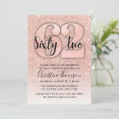 バラ金ゴールドグリッター62番目の誕生日招待状 招待状 (スタンド正面)