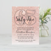 バラ金ゴールドグリッター65番目の誕生日招待状 招待状 (スタンド正面)