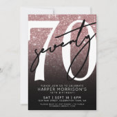 バラ金ゴールドグリッター70誕生日 招待状 (正面)