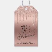 バラ金ゴールドグリッター70thバースデーパーティーサンキュー ギフトタグ (正面)