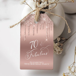 バラ金ゴールドグリッター70thバースデーパーティーサンキュー ギフトタグ