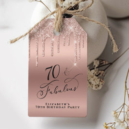バラ金ゴールドグリッター70thバースデーパーティーサンキュー ギフトタグ