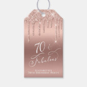 バラ金ゴールドグリッター70thバースデーパーティーサンキュー ギフトタグ (正面)