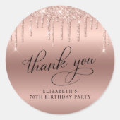 バラ金ゴールドグリッター70thバースデーパーティーサンキュー ラウンドシール (正面)