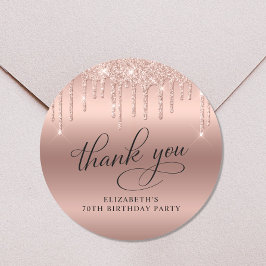 バラ金ゴールドグリッター70thバースデーパーティーサンキュー ラウンドシール