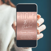 バラ金ゴールドグリッター70th誕生日パーティーへの招待 招待状