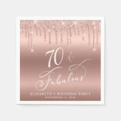 バラ金ゴールドグリッター70th誕生日パーティー スタンダードカクテルナプキン (正面)