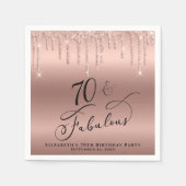 バラ金ゴールドグリッター70th誕生日パーティー スタンダードカクテルナプキン (正面)