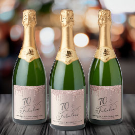 バラ金ゴールドグリッター70th誕生日パーティー スパークリングワインラベル