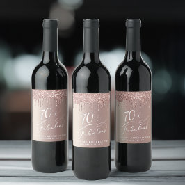 バラ金ゴールドグリッター70th誕生日パーティー ワインラベル