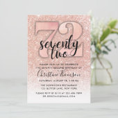 バラ金ゴールドグリッター72番目の誕生日招待状 招待状 (スタンド正面)