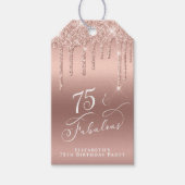 バラ金ゴールドグリッター75thバースデーパーティーサンキュー ギフトタグ (正面)