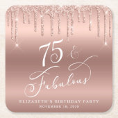 バラ金ゴールドグリッター75thバースデーパーティー スクエアペーパーコースター (正面)