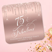 バラ金ゴールドグリッター75thバースデーパーティー スクエアペーパーコースター