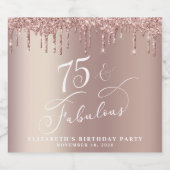 バラ金ゴールドグリッター75thバースデーパーティー スパークリングワインラベル (シングルラベル)