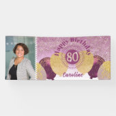 バラ金ゴールドグリッター80th誕生日&バルーンのバナー 横断幕 (横)