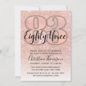 バラ金ゴールドグリッター83番目の誕生日招待状 招待状 (正面)