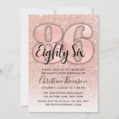 バラ金ゴールドグリッター86番目の誕生日招待状 招待状 (正面)