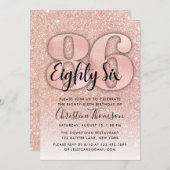 バラ金ゴールドグリッター86番目の誕生日招待状 招待状 (正面/裏面)