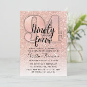 バラ金ゴールドグリッター94番目の誕生日招待状 招待状 (スタンド正面)