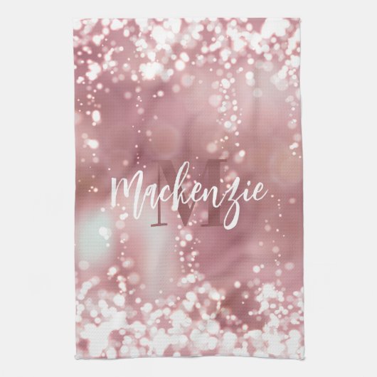 バラ金ゴールドグリッター キッチンタオル (縦)