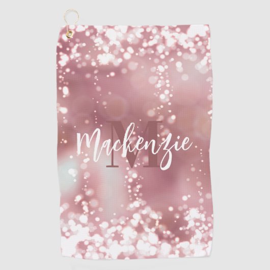 バラ金ゴールドグリッター ゴルフタオル (正面)