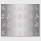 バラ金ゴールドグリッター&シルバークリスマスツリーパターン ラッピングペーパー (フラット)