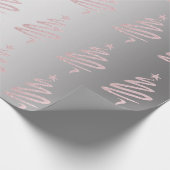 バラ金ゴールドグリッター&シルバークリスマスツリーパターン ラッピングペーパー (角)