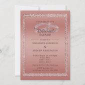 バラ金ゴールドグリッター&シルバーリングや輪リハーサルディナー 招待状 (正面)