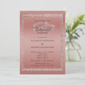 バラ金ゴールドグリッター&シルバーリングや輪リハーサルディナー 招待状 (スタンド正面)