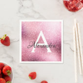 バラ金ゴールドグリッター&スパークルモノグラム誕生日 スタンダードカクテルナプキン (インサイチュ)