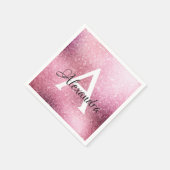 バラ金ゴールドグリッター&スパークルモノグラム誕生日 スタンダードカクテルナプキン (角)