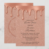 バラ金ゴールドグリッター&ドリップブライダルシャワー 招待状 (正面/裏面)