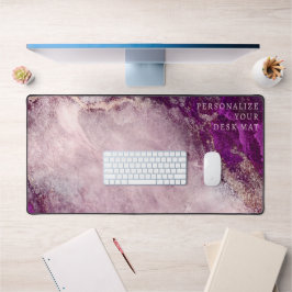 バラ金ゴールドグリッター&バーガンディーマーブルエレガントカスタム デスクマット