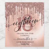 バラ金ゴールドグリッター&フォイル18誕生日 ワインラベル (シングルラベル)