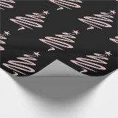 バラ金ゴールドグリッター&ブラッククリスマスツリーパターン ラッピングペーパー (角)