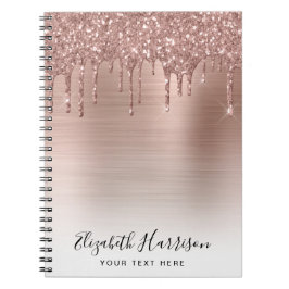 バラ金ゴールドグリッター モノグラムの ノートブック