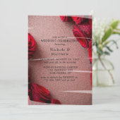 バラ金ゴールドグリッター&レッドローズ結婚ズお祝い 招待状 (スタンド正面)