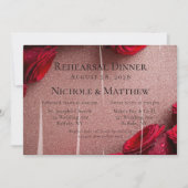 バラ金ゴールドグリッター&レッドローゼス婚約パーティ 招待状 (正面)