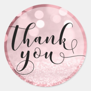 バラ金ゴールドグリッター《写真》ぼけ味とタイポグラフィありがとう3 ラウンドシール