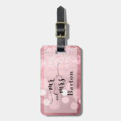 バラ金ゴールドグリッター《写真》ぼけ味とタイポグラフィ ラゲッジタグ (正面縦)