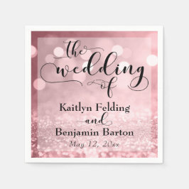 バラ金ゴールドグリッター《写真》ぼけ味タイポグラフィ結婚The'S Of スタンダードカクテルナプキン